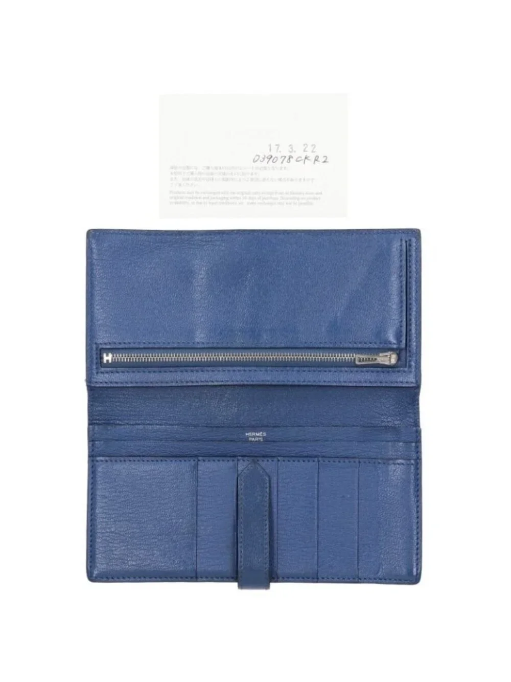 Hermes Bearn Soufflet Chevre Blue Brighton Wallet